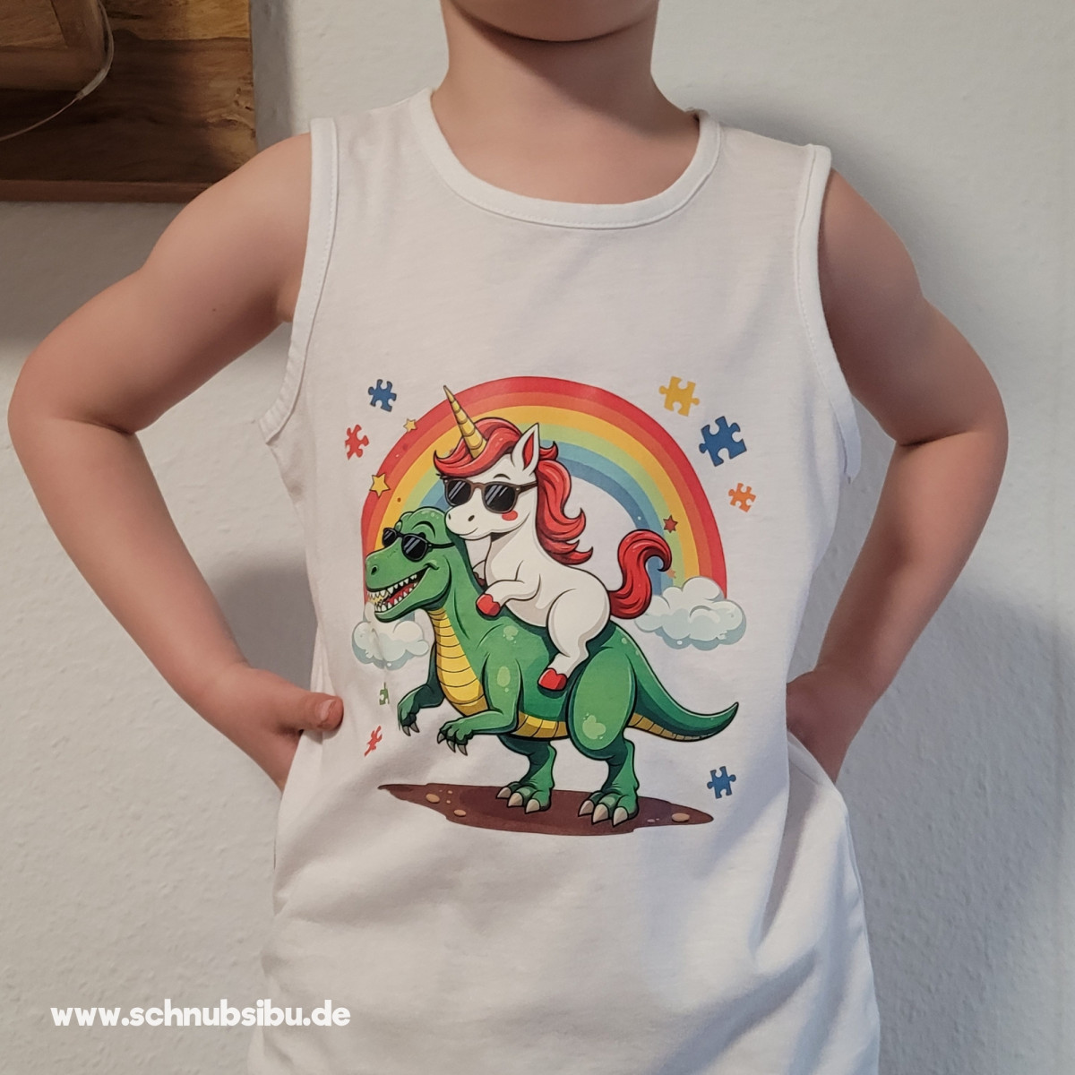 Bügelbild Einhorn auf T-Rex Nr. 2